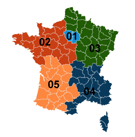 Carte de France des Zones de Numérotation Élémentaire 